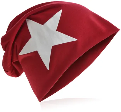 Produktbild von Beanie Muetze Weiss Stern Weinrot