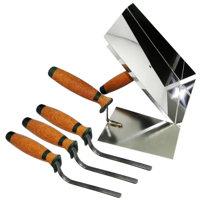 Produktbild von Fugblech Edelstahl-Verfugungsblech + Fugenkellen 6, 10, 12mm +Trapezkelle CT04