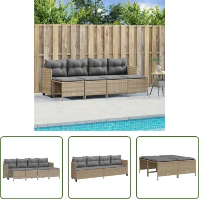 Produktbild von The Living Store 5-tlg. Garten-Sofagarnitur mit Kissen Beige Poly Rattan