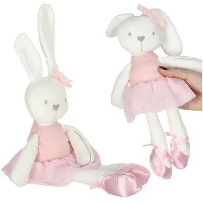 Zdjęcie produktu dla Pluszowa maskotka królik w różowej sukience 42cm