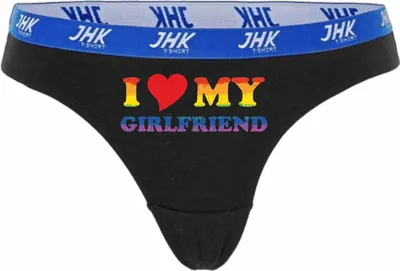Produktbild von Damen Thong Slip - Boxer-0072-woman-black-v-S - schwarz - S - vorn - I love my Girlfriend - lustiges Motiv - Spruch - Unterwäsche - Unterhose - Freizeit - lustig