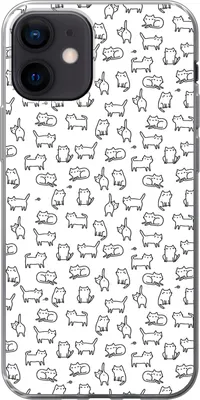 Produktbild von MuchoWow® Handyhülle Schutzhülle Hülle für Telefoonhoesje iPhone 12 Mädchen - Katze - Muster - Mädchen - Kinder - Kinder Silikon Softcase Handy Hülle - Schutzhülle