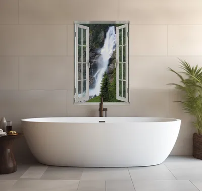 Produktbild von Wallario wasserfestes Poster selbstklebend 91,50 x 61 cm, Wasserfall, Badezimmerposter Spritzschutz mit Hochglanzoberfläche in Glasoptik
