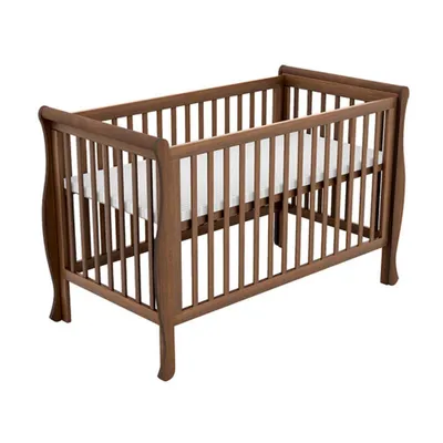 Produktbild von Novi Gala Babybett 60x120 cm, Walnuss, MDF, höhenverstellbar (3 Stufen), ab Geburt bis ca. 4 Jahre, offene Kopf- und Fußseite