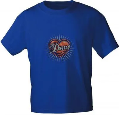 Produktbild von T-Shirt uni mit Aufdruck - HERZ DAME - 09363 Blau - Gr. S-XXL Größe - M