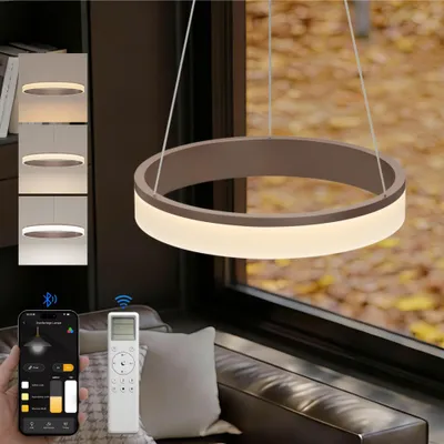 Produktbild von doporro Moderne LED Pendelleuchte – 40cm Dimmbare Esszimmerlampe hängend mit App & Fernbedienung, 3000–6000K, CRI≥95, höhenverstellbar Kaffee Luvina02