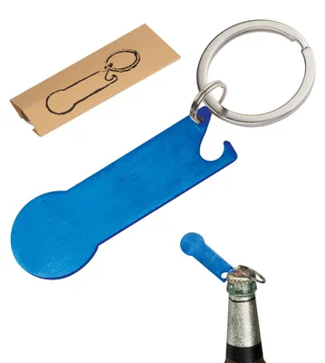 Produktbild von Schlüsselanhänger mit Einkaufschip,Flaschenöffner,Schlüsselring / Farbe: blau