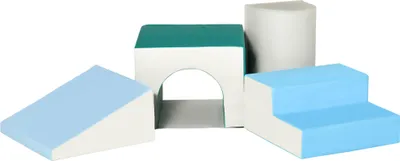 Produktbild von Bausteinset 4er-Set Schaumstoff Bausteine einfache Reinigung weiche Füllung Schaumstoffblöcke für 1-3 Jahre Kinder EPE Hellgrau+Blau+Grün 150 x 50 x 39 cm