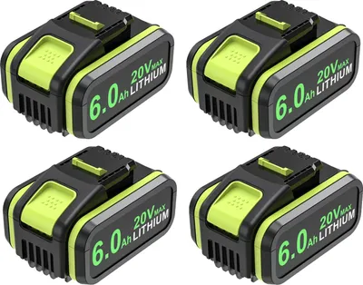 Immagine prodotto di Batteria, capacità 6000 mAh, compatibile con gli utensili elettrici WORX, confezione da 4 batterie da 6000 mAh