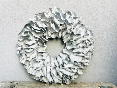 Produktbild von Shabby Blütenkranz weiß Tür Kranz Wandkranz 55 cm