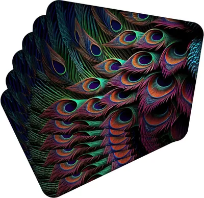 Obrázek produktu pro Sada 6 kusů prostírání 40x30 cm Peacock Eye 4 prostírání Omyvatelné - žáruvzdorný korkový podklad odolává teplotám do 100 °C
