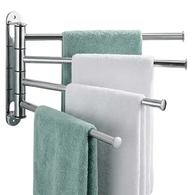 Produktbild von Relaxdays Handtuchhalter Wand, 4 bewegliche Stangen, HBT: 23 x 32,5 x 3 cm, Edelstahl, Bad, Handtuchständer, Farbwahl