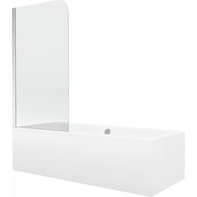 Obrázok produktu pre Mexen Cube obdĺžniková vaňa 180 x 80 cm s obkladom a 1-krídlovou sprchovou zástenou 70 cm, transparentnéné, chrómová