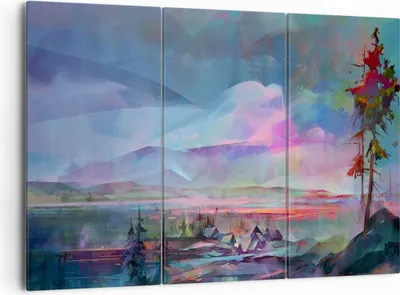 Produktbild von Bild auf Leinwand - Leinwandbild - Berge Baum Wasser - 165x110cm - Wand Bild - Wanddeko - Leinwanddruck - Bilder - Kunstdruck - Wanddekoration - Leinwand bilder - Wandkunst - CE165x110-3919