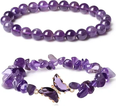 Produktbild von Armbänder aus Heilkristallen, Schmetterlingsmuster aus Amethystkristallen, Heilperlen für Damen