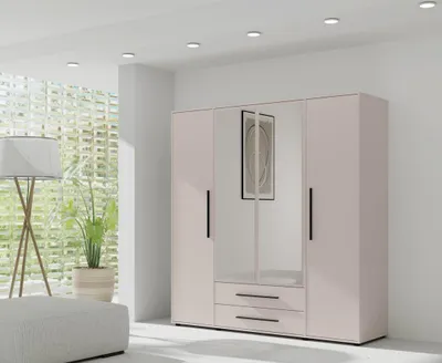 Produktbild von Kleiderschrank mit Spiegel 198 cm ANDELINA - Kaschmir