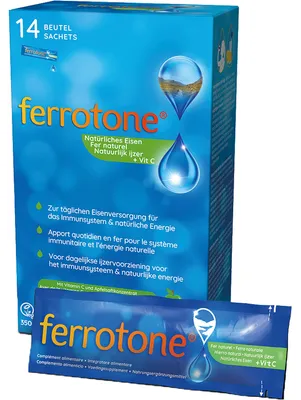 Produktbild von FERROTONE Eisen m.Apfelkonzentrat u.Vitamin C Btl. 14X25ml PZN 10399670