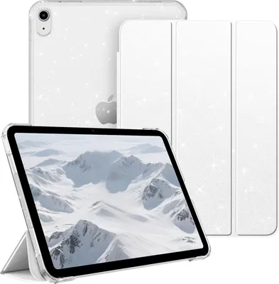 Produktbild von Fintie Hülle für iPad 11. Generation 2025 11 Zoll (A16), iPad 10. Generation 10.9 Zoll 2022 - Ultradünn Schutzhülle mit transparenter Rückseite Abdeckung Case Cover, Auto Schlaf/Wach, Glitzer Weiß