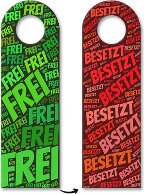 Produktbild von Frei-Besetzt Türhänger mit Wortwolke in Grün und Rot