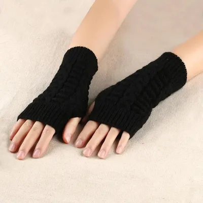 Immagine prodotto di CHPN - Guanto senza dita - Riscaldamani - Lavorato a maglia - Nero - Riscaldamani per polso - Guanti - Inverno - 1 paio - Mani calde - Taglia unica