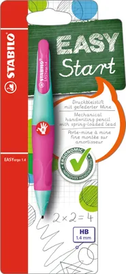 Produktbild von Ergonomischer Druck-Bleistift für Rechtshänder - STABILO EASYergo 1.4 in türkis/neonpink - Einzelstift - inklusive 3 dünner Minen - Härtegrad HB