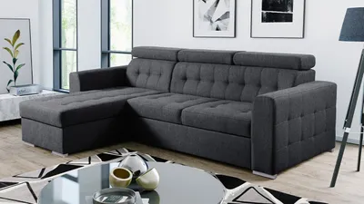Obrázek produktu pro Rozkládací sedačka s úložným prostorem GRANADA - tmavá šedá, levý roh