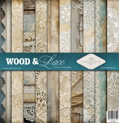 Image de ITD COLLECTION Setz 11Stk 30x30cm Papier pour Scrapbooking - Bois et dentelle