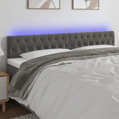 Imagen del producto de vidaXL Cabecero LED gris oscuro, 180x7x78/88 cm, terciopelo - Cabecero LED - Cabeceros LED - Cabecero - Cabecero para cama