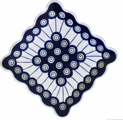 Produktbild von Original Bunzlauer Keramik Frühstücksteller flach viereckig 16,4x16,4x2,5 cm im Design 8
