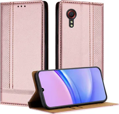 Produktbild von Handyhülle für Samsung Galaxy Xcover 5 Leder Flip Klappbare Schutzhülle mit Standfunktion Pink