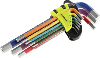 Image de Clés Allen 230 mm, tailles 1.5 -10 mm, 9 pièces, colorées