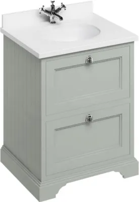 Produktbild von Casa Padrino Waschschrank / Waschtisch mit Marmorplatte und 2 Schubladen 67 x 55 x H.93 cm