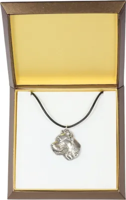 Produktbild von Cane Corso, Italienischer Corso-Hund, Cane di Macellaio - Hundehalsband in Geschenkbox, versilbertes Medaillon für Hundefans, markanter Anhänger der Marke Art-Dog