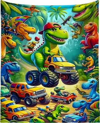 Produktbild von Mikroplüsch-Wärmedecke 150 x 200 cm – Dinosaurierrennen