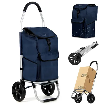Produktbild von HOMELUX Einkaufstrolley - Leicht, Große Kapazität, Klappbar | Bequemer Einkaufswagen für Alle, Ideal für Reisen, Marineblau 242