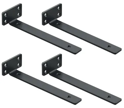 4er-Set schwere Winkel 20 cm, schwarz Metall mit Schrauben