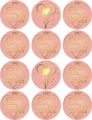 Produktbild von Oblique Unique 12 Sticker Schön, dass Du da bist Aufkleber zum Danke sagen für Gastgeschenk Geschenkdeko rosé