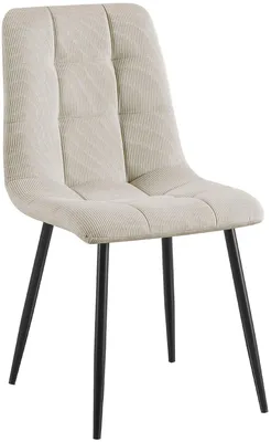 Produktbild von CLP Esszimmerstuhl gepolstert Tilde, Küchenstuhl mit Rückenlehne und schwarzem Metallgestell, Polsterstuhl bis 150 kg belastbar, Farbe: creme, Material: Cord, KI-generiertes Bild