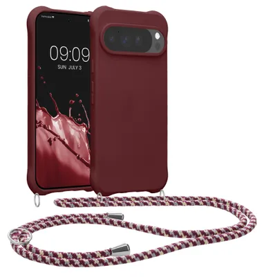 Image de kwmobile Necklace Case compatible avec Google Pixel 10 Pro XL Housse - Couverture avec cordon à porter autour du cou - Housse de protection en silicone Bordeaux Violet