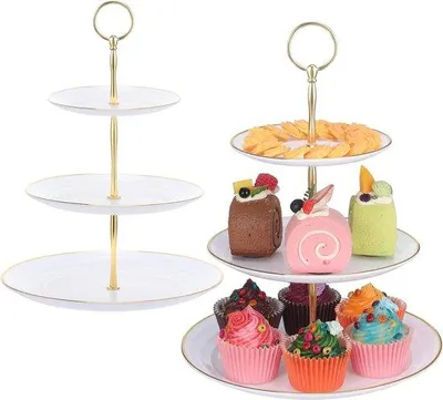 Immagine prodotto di Piastra da dessert per torte, frutta, biscotti, dolci, piatti da portata a torre - Natale, matrimonio, compleanno, ecc