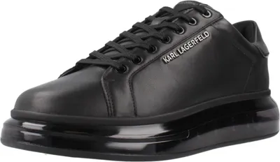 A black Karl Lagerfeld sneaker is shown from a side angle on a white background.