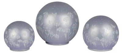 Produktbild von 3er Set LED Kugellampen BLUMENWIESE 10 + 12 + 15cm lila mit Timer Formano F25