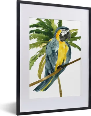 Produktbild von MuchoWow® Gerahmtes Poster Dschungel - Papagei - Aquarell 30x40 cm - Poster mit Schwarzem Bilderrahmen Wandposter Rahmen Foto Bilder - Wandposter Schlafzimmer