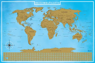 Kratz-Weltkarte 890x590 mm Gold – Scratch Off Map für Reiseliebhaber