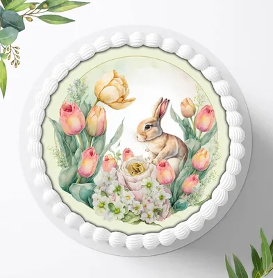 Produktbild von Für die Geburtstags Torte ein Tortenaufleger, Zuckerbild mit dem Motiv: Ostern, Essbares Foto für Torten, Fondant, Ø 20cm, 1277z