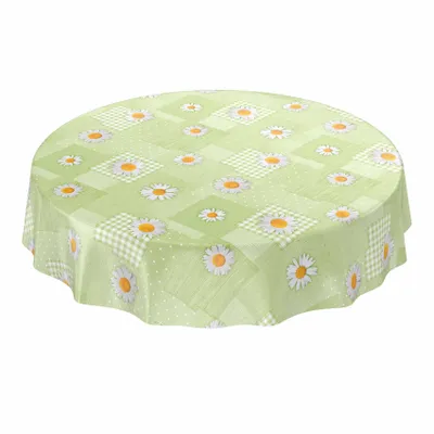 Produktbild von Tischdecke Wachstuch Blumen Grün Robust Wasserabweisend Rund 100 cm