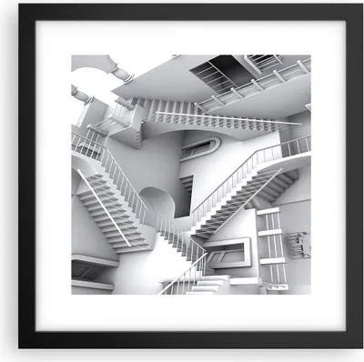 Produktbild von Gerahmtes Poster - Schwarzer Rahmen - Wissenschaft Illusion Treppen - 30x30 cm - Wand Bild - Wanddeko - Wandbilder - Wandposter - Bilderrahmen - Bilder - Kunstdruck - Wandbild - P2BAC30x30-4277