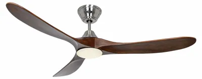 Zdjęcie produktu dla Energooszczędny wentylator sufitowy z oświetleniem LED i pilotem Eco Genuino-L chrom szczotkowany / orzech 152 cm
