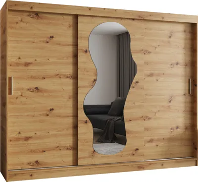 Produktbild von MEBLE KRYSPOL ULTRA 250 Kleiderschrank mit drei Schiebetüren für Schlafzimmer – moderner Aufbewahrungsschrank mit Kleiderstange und Regalen – 250x200x62cm - Artisan