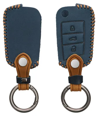 Produktbild von kwmobile Schlüsselhülle für VW Golf 7 MK7 3-Tasten Autoschlüssel Hülle - Autoschlüssel Schlüssel Hülle - Schlüsselcover aus Kunstleder in Marineblau